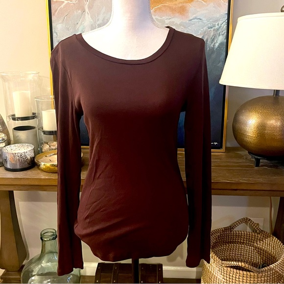 J. Crew Tops - 2/$20 J. CREW Long Sleeve Fitted Cotton Merlot Top  Large L